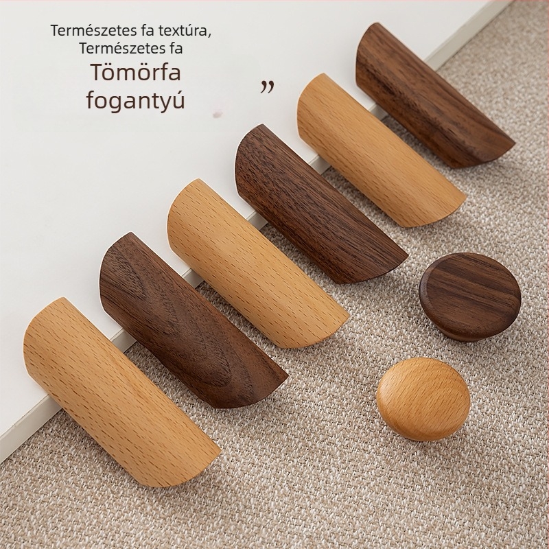 Tömörfa ajtó- és ruhásszekrény fogantyú, modern minimalist stílus, kézzel polírozott, modell 33