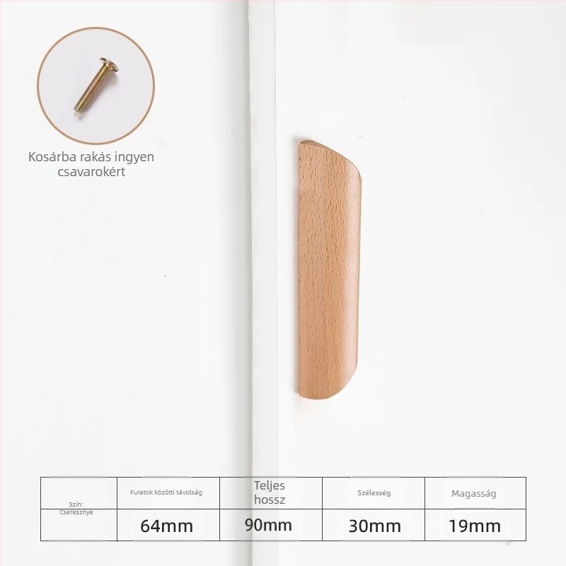 Tömörfa ajtó- és ruhásszekrény fogantyú, modern minimalist stílus, kézzel polírozott, modell 33