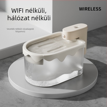 Vezeték nélküli macska vízforrás – fagylalt alakú vízadagoló, víz- és elektromos szétválasztás, okos kialakítás