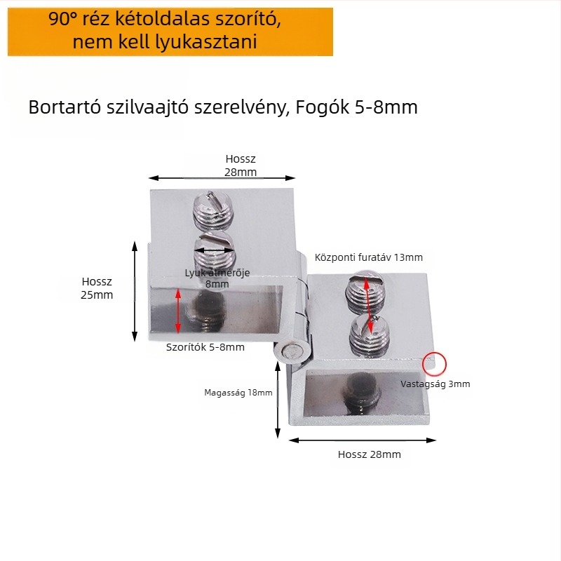 Haosifa üveges szekrény ajtó pántja – réz, modern kivitelezés