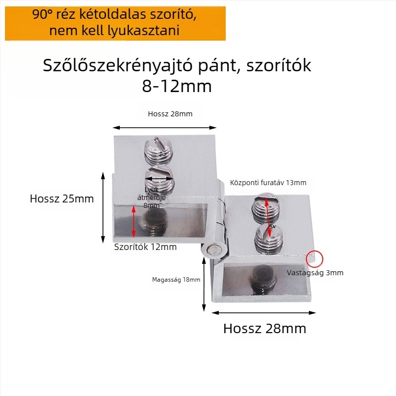 Haosifa üveges szekrény ajtó pántja – réz, modern kivitelezés