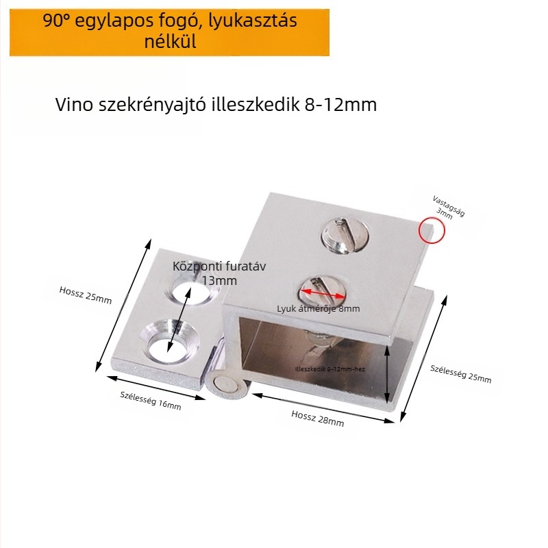 Haosifa üveges szekrény ajtó pántja – réz, modern kivitelezés