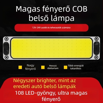 Autó belső COB LED olvasólámpa, 15W, 12–60V, alumíniumlemez, fehér fény