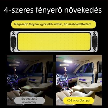 Autó belső COB LED olvasólámpa, 15W, 12–60V, alumíniumlemez, fehér fény