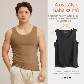 Férfi meleg mellény V-nyakkal, fleece bélés, akril-keverék 30–50%, vastag szövet 301–350 g/m², alapréteg pulóver