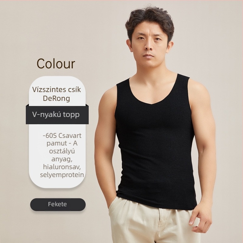 Férfi meleg mellény V-nyakkal, fleece bélés, akril-keverék 30–50%, vastag szövet 301–350 g/m², alapréteg pulóver