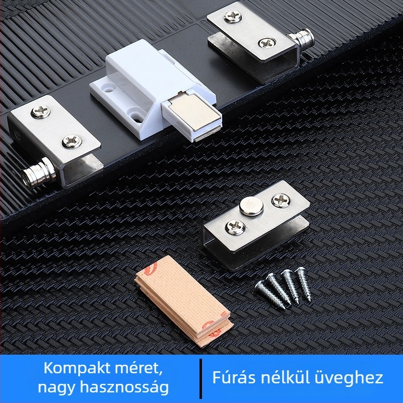 Rozsdamentes acél üvegajtó pánt mágneses érintéssel, felső és alsó forgó tengely, modell FG-13201
