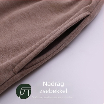 Női pizsama készlet gyapjú plüss és selyem anyagból, önmelegítő, vastag, rajzfilm mintával, otthoni viselet