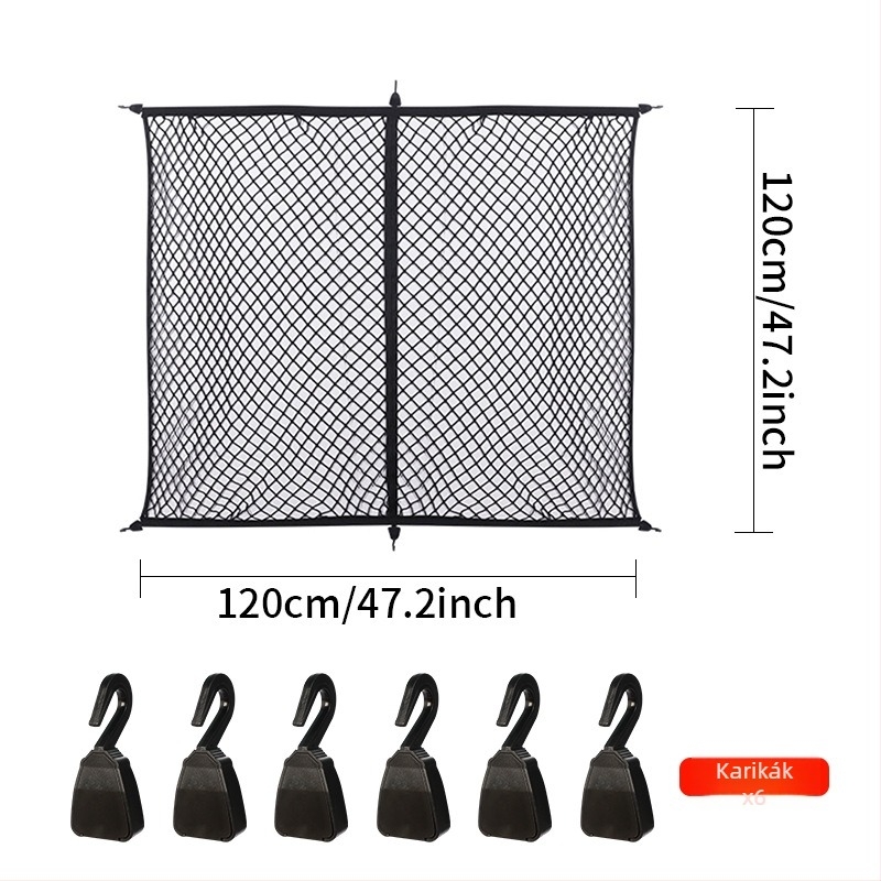 Textil csomagtartó háló – rugalmas felakasztható tároló, univerzális illeszkedés, testreszabható, nyomásálló