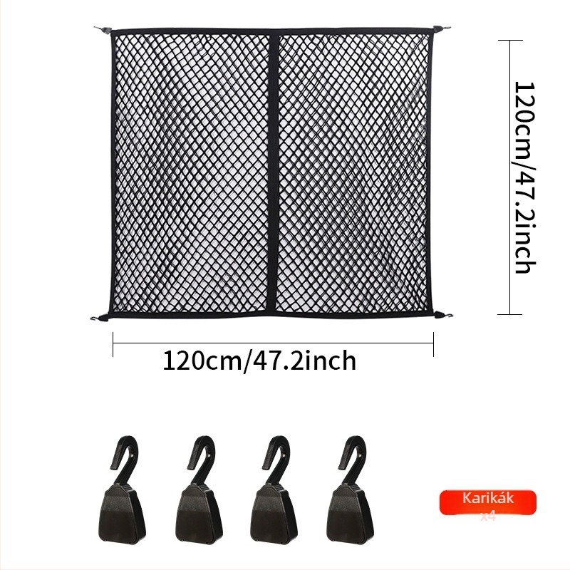 Textil csomagtartó háló – rugalmas felakasztható tároló, univerzális illeszkedés, testreszabható, nyomásálló