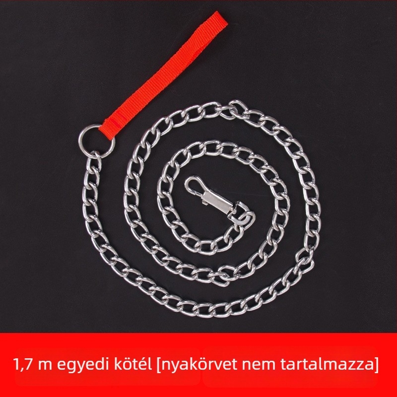 Rozsdamentes acélból készült kutyapóráz lánccal és nyakörvvel minden méretű kutyához