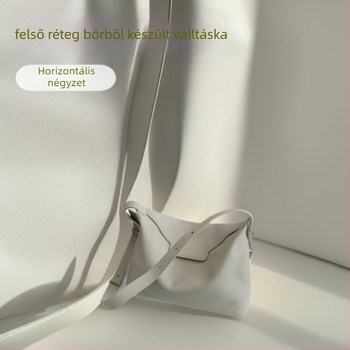 Női válltáska első réteg marhabőrből, utcai stílus, vízszintes négyszögletes forma, mágneses zárás