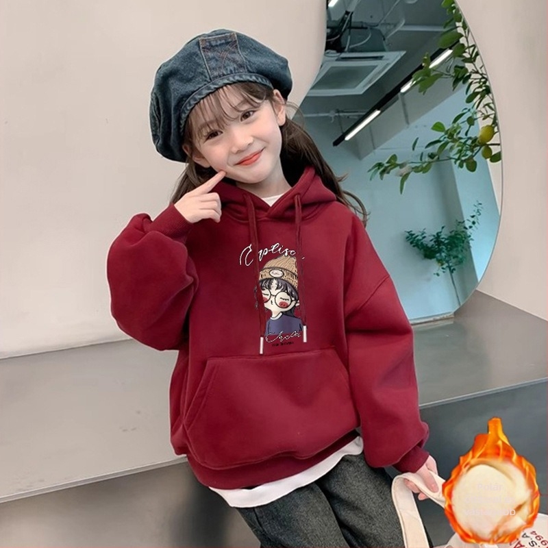 Gyerekeknek lányok kapucnis pulóver, tavasz–ősz 2025, lazább stílus, nyúl szőrszál mesterséges pamuton