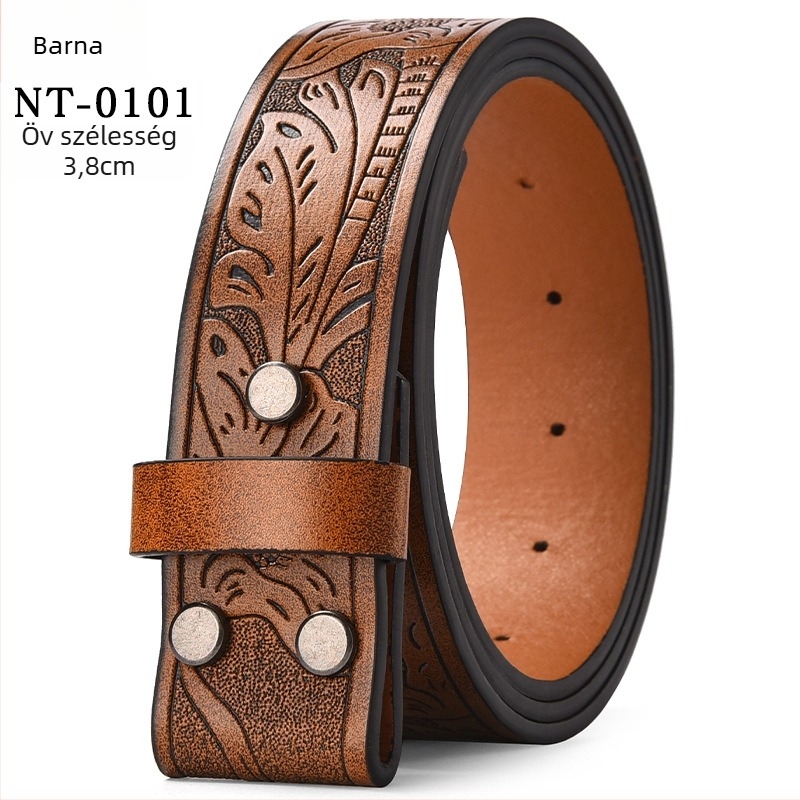 PU bőrből készült öv nagy ökörfej alakú csattal – ötvözet csattal, sima zárás, szélesség 2–4 cm, antik electroplattált felület és relief