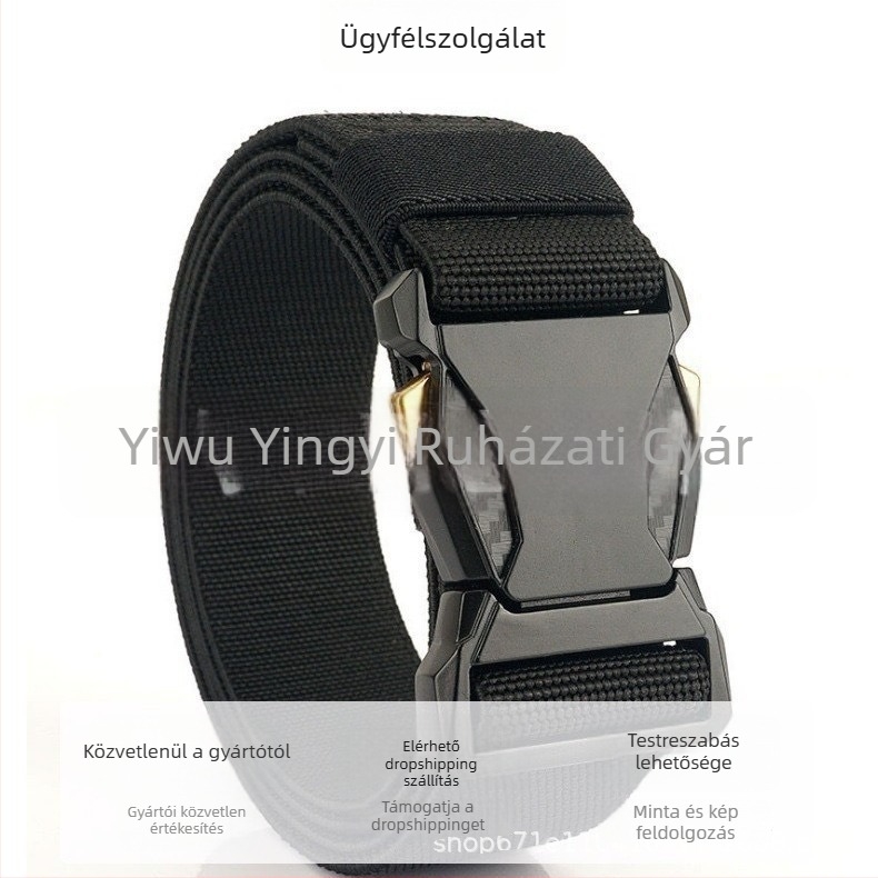 Férfi nylon szövött öv automata csattal, 2–4 cm szélesség, minimalist casual stílus, 2025 megjelenés