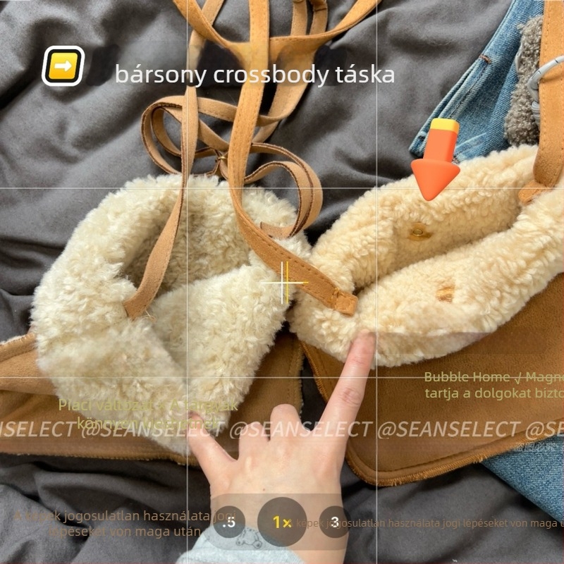 Koreai stílusú kereszttáska, uniszex, poliészter anyag, belső zseb a mobiltelefon számára, téli 2024