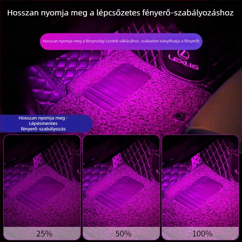 Autó belső tér LED hangulatvilágítás, vezeték nélküli, automatikus intelligens érzékelő, lábzóna világítás, 5W, 5V