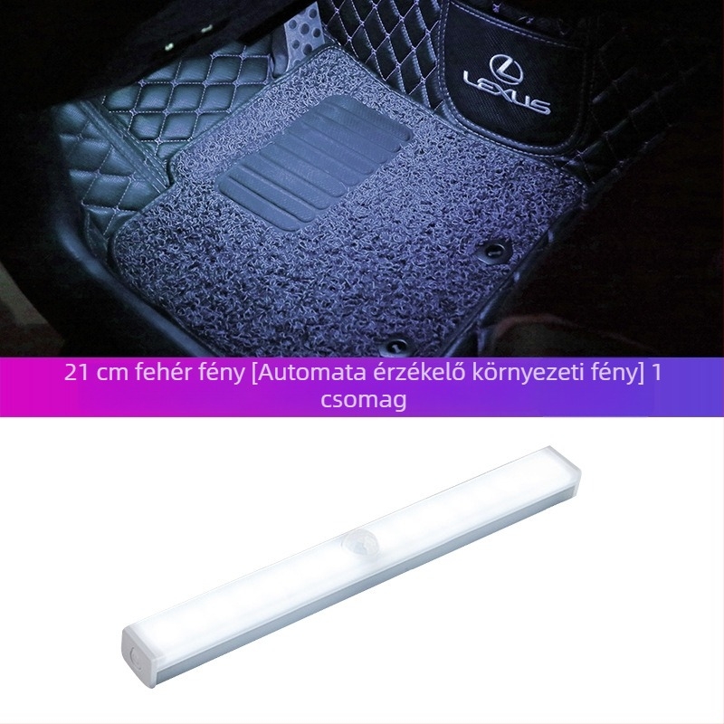 Autó belső tér LED hangulatvilágítás, vezeték nélküli, automatikus intelligens érzékelő, lábzóna világítás, 5W, 5V