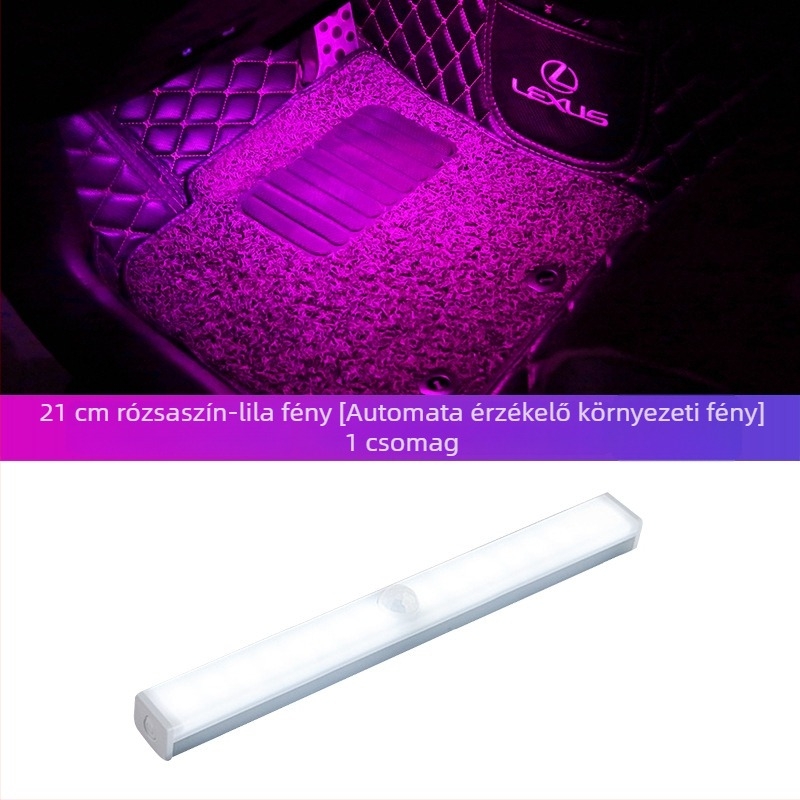 Autó belső tér LED hangulatvilágítás, vezeték nélküli, automatikus intelligens érzékelő, lábzóna világítás, 5W, 5V