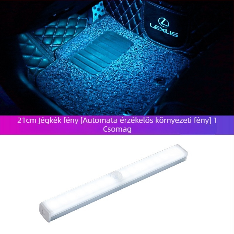 Autó belső tér LED hangulatvilágítás, vezeték nélküli, automatikus intelligens érzékelő, lábzóna világítás, 5W, 5V