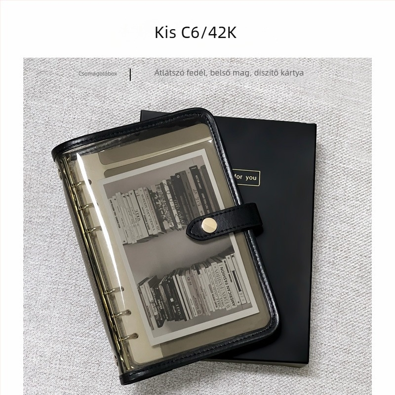 Binder-kötésű jegyzetfüzet, műbőr borító, papír nyers fa cellulózból, 40 g/m2, minimalist stílus