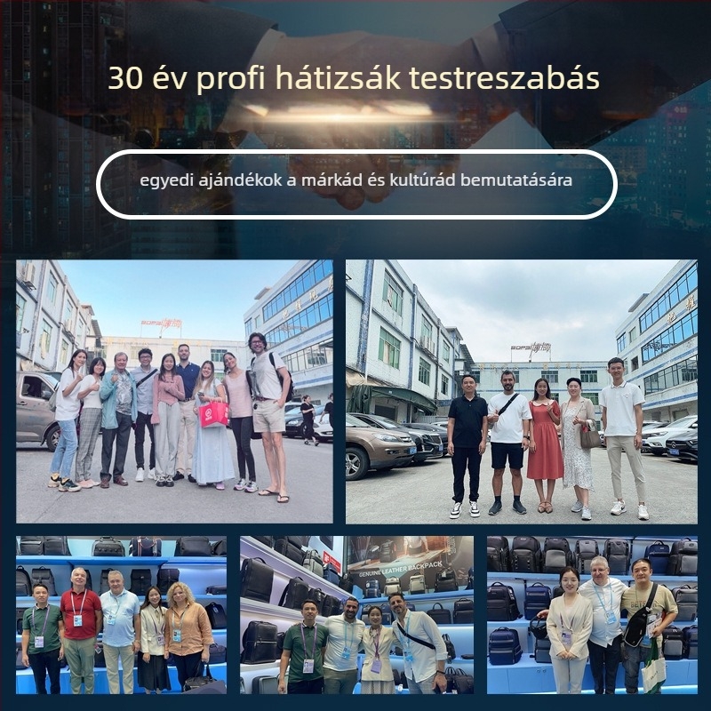 Bo Pai bőr laptophátizsák, 20–35L, USB interfész, férfiaknak üzleti hátizsák