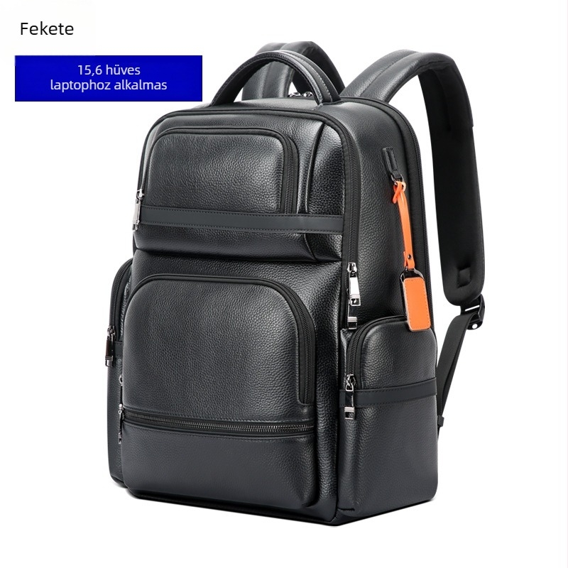 Bo Pai bőr laptophátizsák, 20–35L, USB interfész, férfiaknak üzleti hátizsák