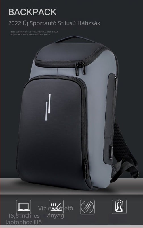 Városi férfi üzleti hátizsák, minimalist laptop táska 14-inchhez, 20–35L, vízálló, Oxford anyag, légpárnás vállpántok
