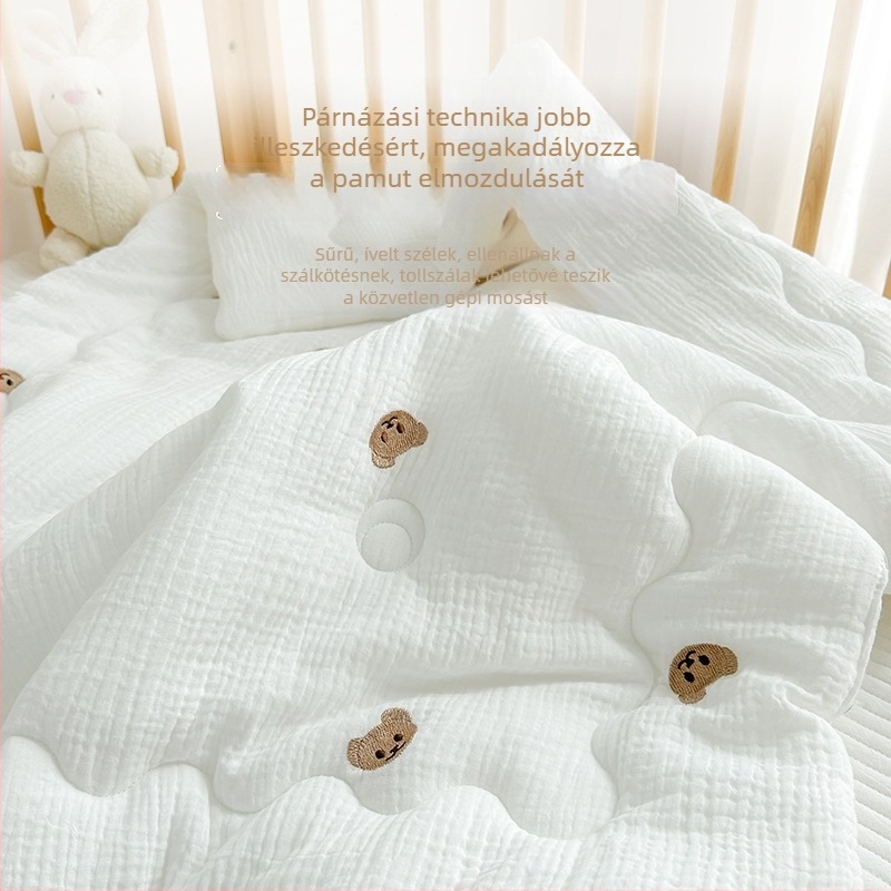 Baba takaró – 100% pamut anyag, poliészter töltet, egész éves használatra (tavasz–ősz), 14 év alattiak számára