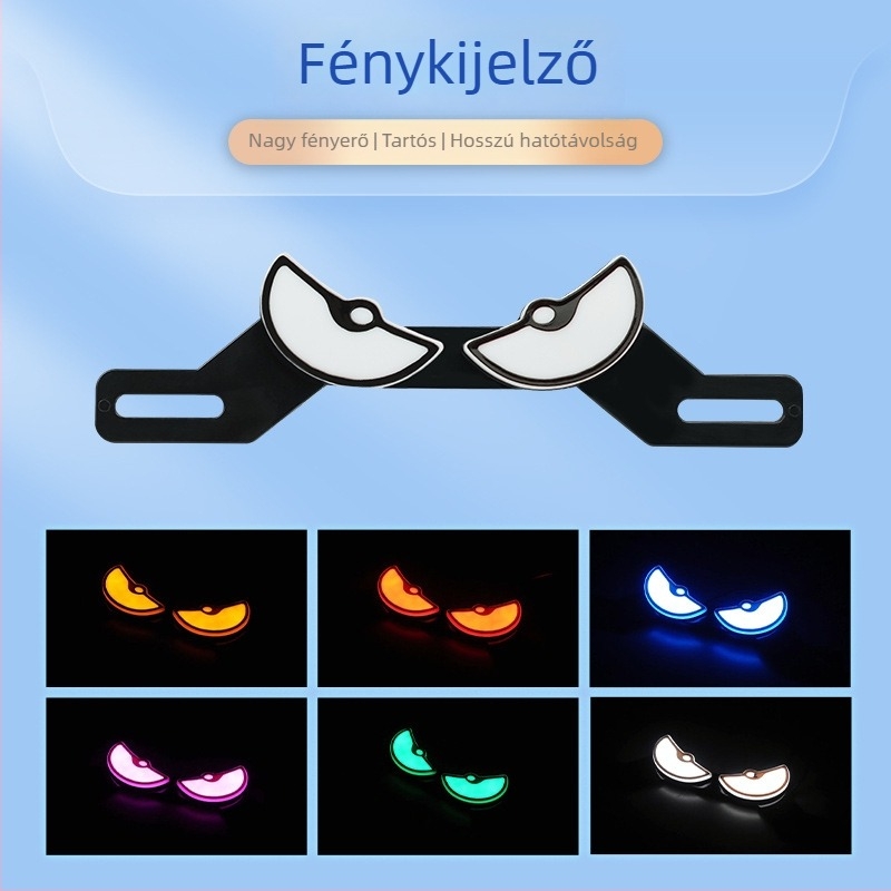 Motorkerékpár LED hátsó lámpa Démon Szem dizájnnal, villogó figyelmeztető fény hátsó ütközés elleni védelem, rendszám dekoratív fény, univerzális