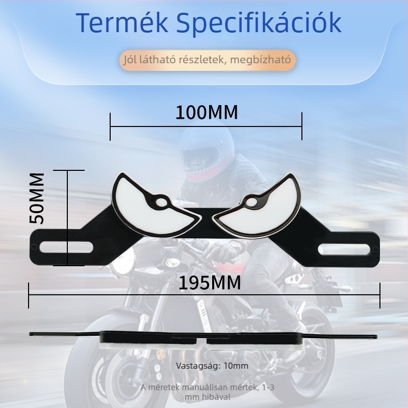 Motorkerékpár LED hátsó lámpa Démon Szem dizájnnal, villogó figyelmeztető fény hátsó ütközés elleni védelem, rendszám dekoratív fény, univerzális