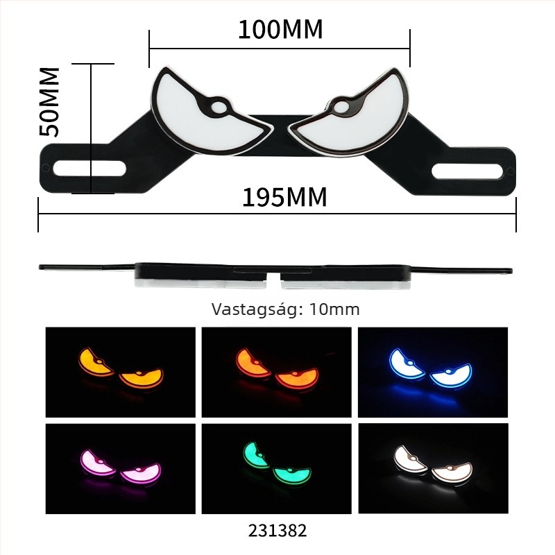 Motorkerékpár LED hátsó lámpa Démon Szem dizájnnal, villogó figyelmeztető fény hátsó ütközés elleni védelem, rendszám dekoratív fény, univerzális