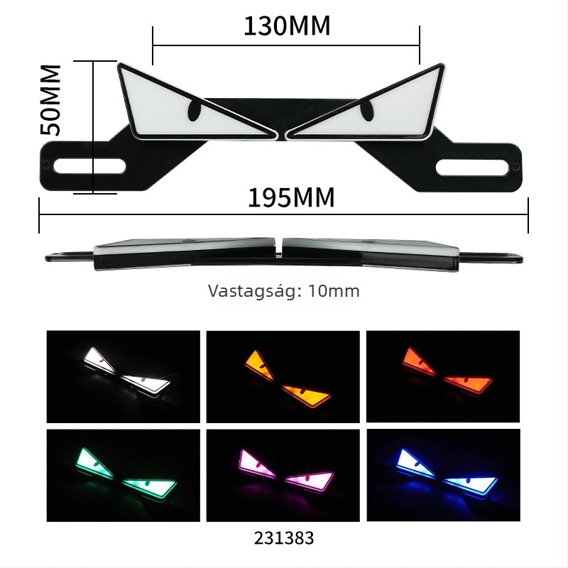 Motorkerékpár LED hátsó lámpa Démon Szem dizájnnal, villogó figyelmeztető fény hátsó ütközés elleni védelem, rendszám dekoratív fény, univerzális