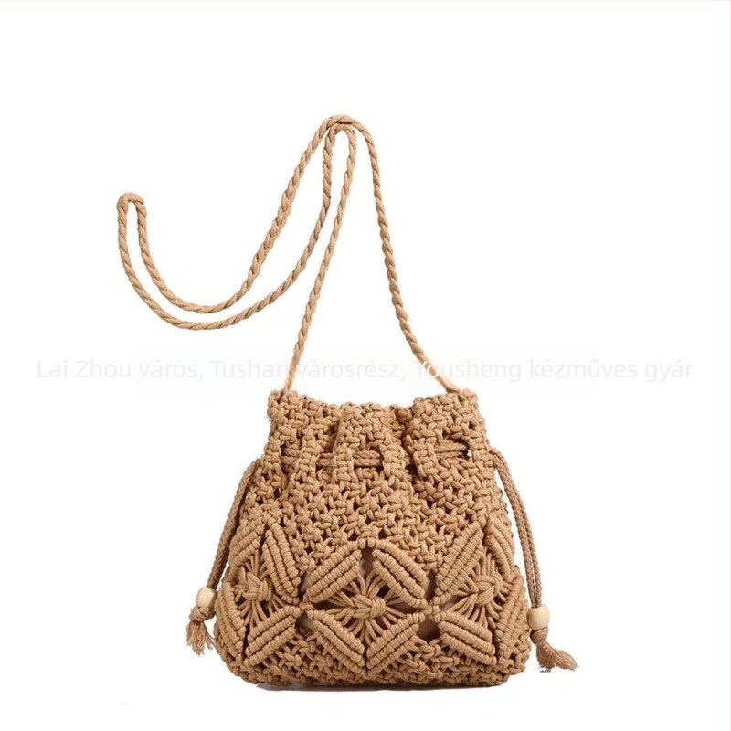Pamut bucket bag húzózsinóros zárással és telefontáskával