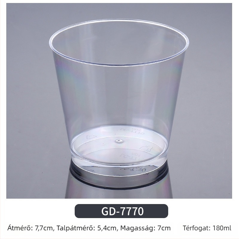 Egyszer használatos mousse pohár, dúsított dizájn, kreatív zselés desszert pohár, modell 7770, PS műanyag, fedéllel, élelmiszer-csomagoláshoz