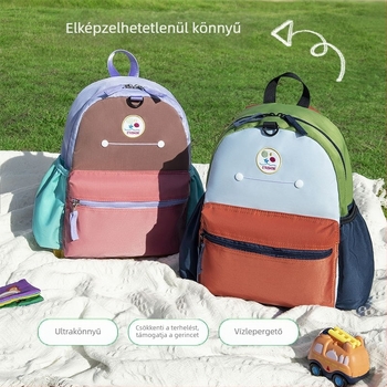 Óvodai hátizsák gyerekeknek, uniszex, színes blokk mintázat, könnyű, nyomtatott mintával, anti-lost funkcióval