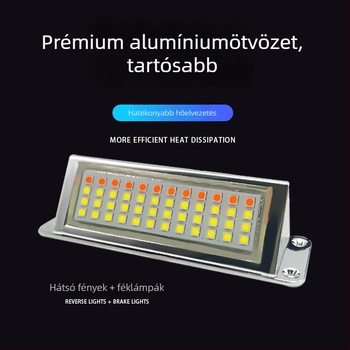 Hátrameneti LED-fény, univerzális illeszkedés, alumíniumötvözetes ház, fék/segédfény és rendszámtábla világítás