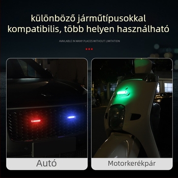 Hátsó figyelmeztető LED világítás autók és motorkerékpárok számára, napelemes LED, piros-kék villogó, vezeték nélküli telepítés (3W, 5V, 2A, A1 modell, ABS ház)