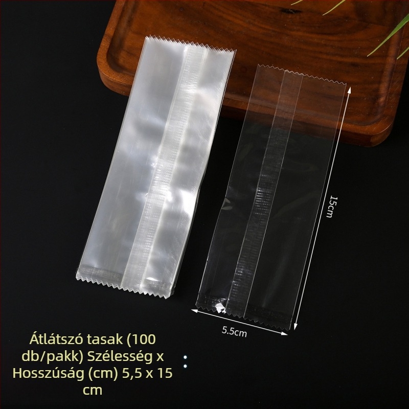 Átlátszó középső zárású csomagoló tasakok élelmiszer-minőségű snackekhez - hőzárás, kompozit anyag, több készlet áll rendelkezésre