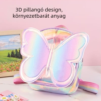 Gyerekeknek szóló pillangó hátizsák — TPU anyag, csillogó részletek, ergonamikus hátrész, bélés nélküli, óvodásoknak