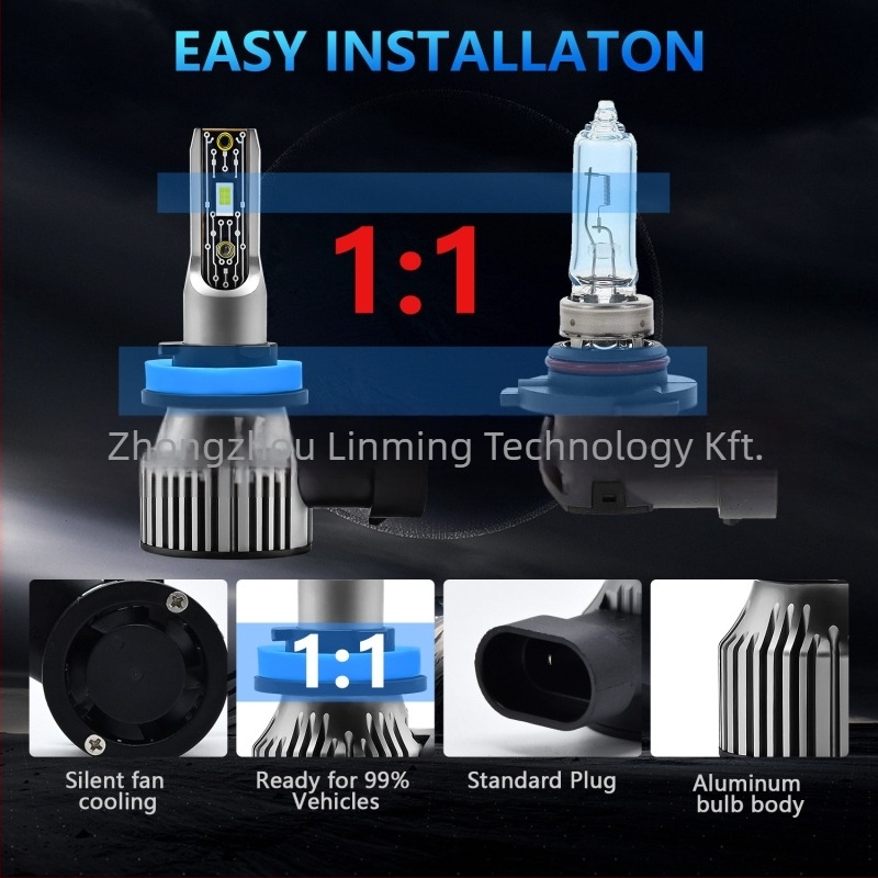 Plug-in LED autófényszóró H1/H4/H7-hez, integrált magas és alacsony fény, repülőgép-alumínium test, bemenet 10-32V
