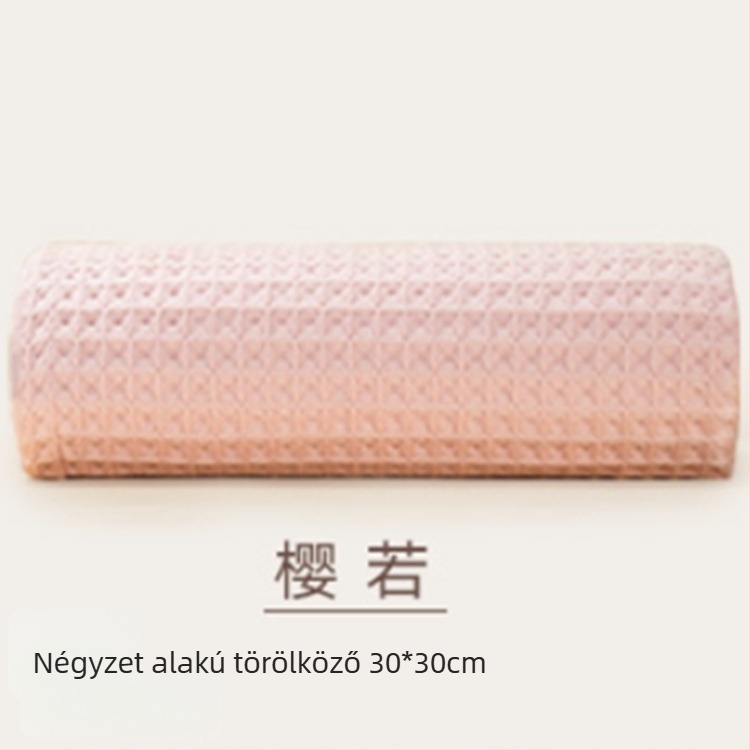 Baba arc törölköző pamut géz anyagból, négyzetes alakú, varrt jacquard felülettel, 25 g tömeg, logó nyomtatás