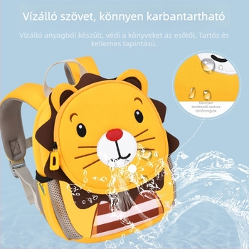 Gyerek hátizsák oroszlán mintával, anti-eltűnés funkció, ultra könnyű búváranyag, légpárnás vállpántok (óvoda számára)
