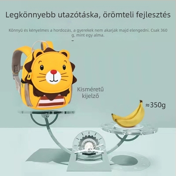 Gyerek hátizsák oroszlán mintával, anti-eltűnés funkció, ultra könnyű búváranyag, légpárnás vállpántok (óvoda számára)