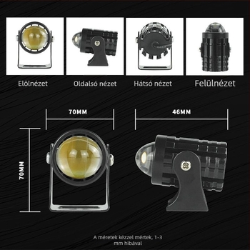 LED motorkerékpár fényszóró, kétszínű, integrált magas- és alacsony fényével