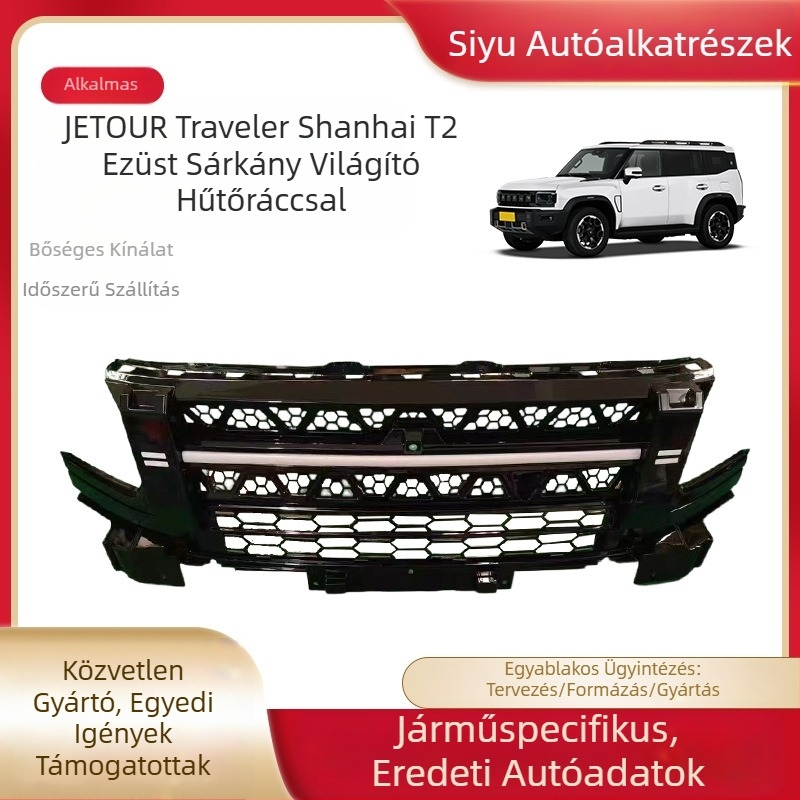 Világított első hűtőmaszk ezüst sárkánnyal a Jietu Traveler Shanhai T2-höz