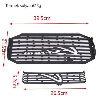 Suzuki V-Strom DL650 2004-2010 radiátorvédő, fém kivitel, súly 0,628 kg, radiátorra szerelhető
