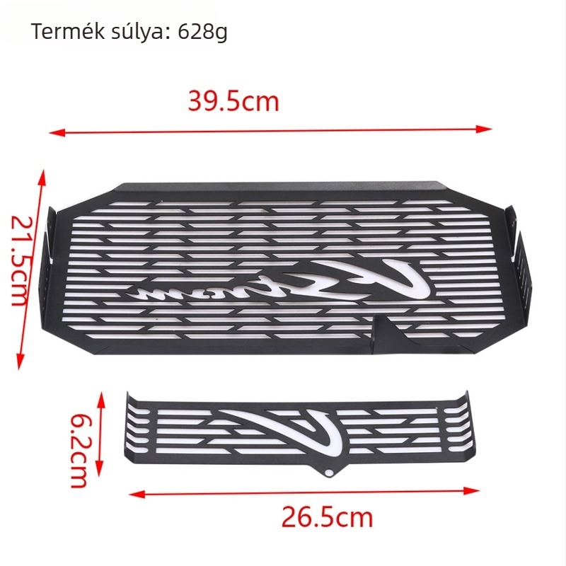 Suzuki V-Strom DL650 2004-2010 radiátorvédő, fém kivitel, súly 0,628 kg, radiátorra szerelhető
