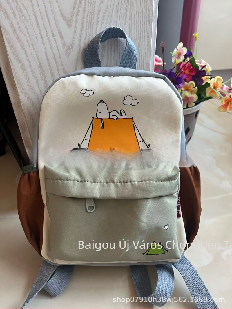 Iskolás gyermekek uniszex hátizsák Snoopy nyomással, könnyű kompozit anyagból, poliészter bélés, rajzfilm mintázat, napi iskolai használatra (2023 ősz)