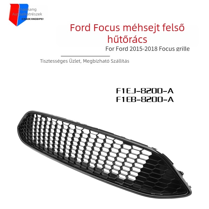 2015-2018 Ford Focus felső elülső hűtőmaszk, fényes fekete, diamant mintázat